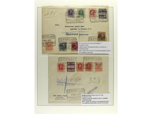 ✉ ESPAÑA. 1930. Cuatro cartas con diversos franqueos con mat