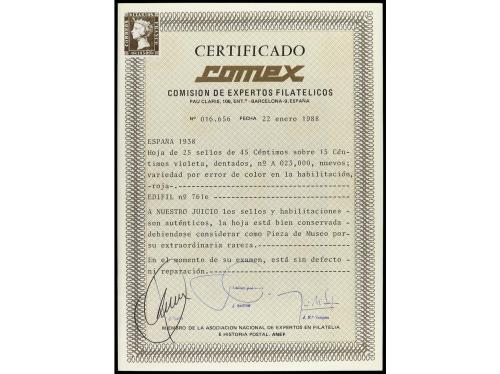 **/* ESPAÑA. Ed. 761hcc. 45 cts. s. 15 cts. violeta, HABILIT