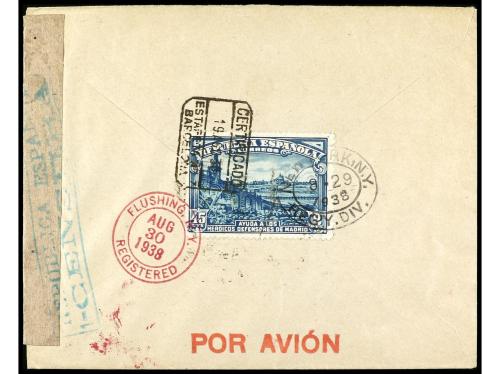 ✉ ESPAÑA. Ed. 757, 773 (4). 1938. BARCELONA a NEW YORK. 45 c