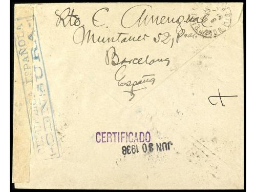 ✉ ESPAÑA. Ed. 757, 744 (2), 769. 1938. BARCELONA a PARÍS. Ca