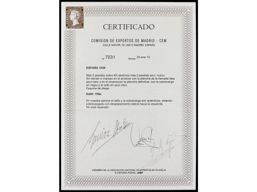 (*) ESPAÑA. Ed. 759s. Aéreo + 5 pts. ENSAYO SIN DENTAR. Al d