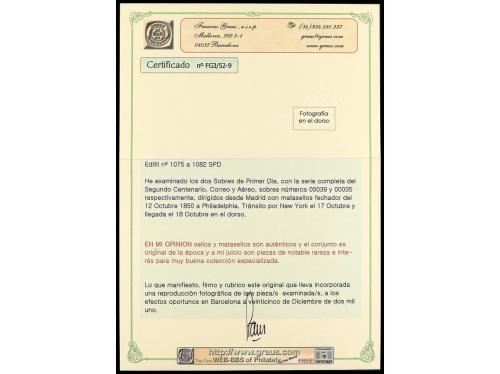 ✉ ESPAÑA. Ed. 1075/82. CENTENARIO. Serie completa en dos car