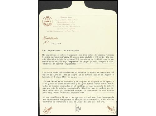 ✉ ESPAÑA E. LOCALES REPUBLICANAS: BARCELONA. 1931 (30 abril)