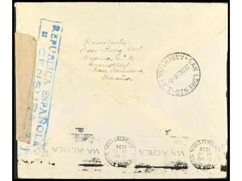 ✉ ESPAÑA. Ed. 791 (2), 752, 772 (2). 1938. BARCELONA a ARGEN