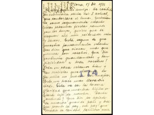 ✉ ESPAÑA GUERRA CIVIL. 1938. BARCELONA a SUIZA. 50 cts. (2) 