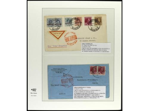 ✉ ESPAÑA. 1930-33. GRAF ZEPPELIN. Conjunto de 16 cartas vola