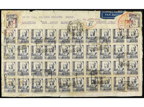 ✉ ESPAÑA. Ed. 828 (92). 1937. SAN SEBASTIÁN a ARGENTINA. Sob