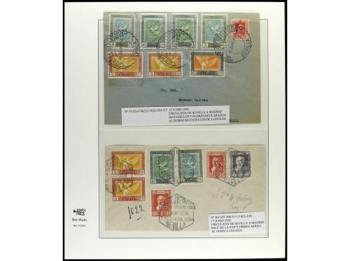 ✉ ESPAÑA. 1930. GOYA AÉREOS. Conjunto de 36 cartas, con dive