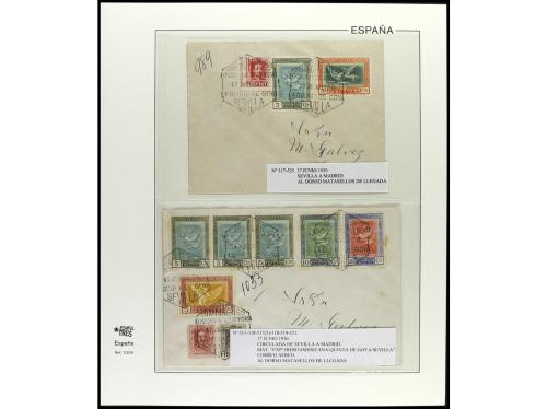✉ ESPAÑA. 1930. GOYA AÉREOS. Conjunto de 36 cartas, con dive