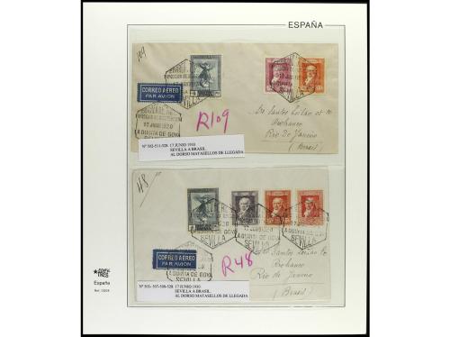 ✉ ESPAÑA. 1930. GOYA AÉREOS. Conjunto de 36 cartas, con dive