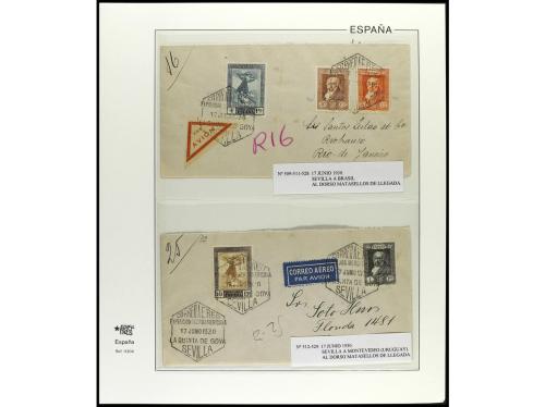 ✉ ESPAÑA. 1930. GOYA AÉREOS. Conjunto de 36 cartas, con dive