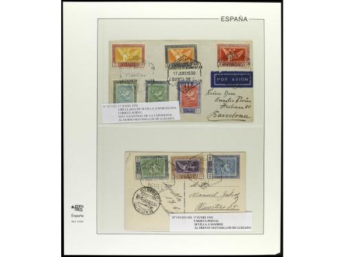 ✉ ESPAÑA. 1930. GOYA AÉREOS. Conjunto de 36 cartas, con dive