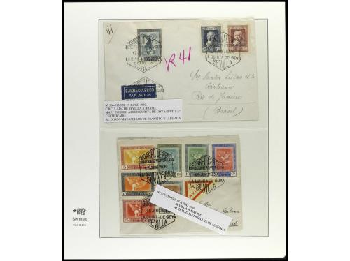 ✉ ESPAÑA. 1930. GOYA AÉREOS. Conjunto de 36 cartas, con dive