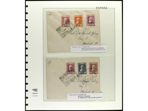 ✉ ESPAÑA. Ed. 499/516. 1930. GOYA CORREO. Conjunto de 36 car