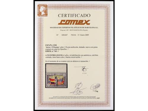 ** ESPAÑA. Ed. 765. Aéreo + 5 pts. multicolor. Borde de hoja