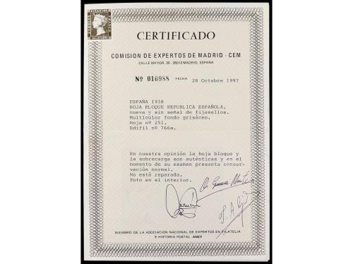 ** ESPAÑA. Ed. 766. HB. Aéreo + 5 pts. multicolor, fondo gri