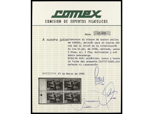 ** ESPAÑA. Ed. 765hh (4). Aéreo + 5 pts. multicolor. Bloque 