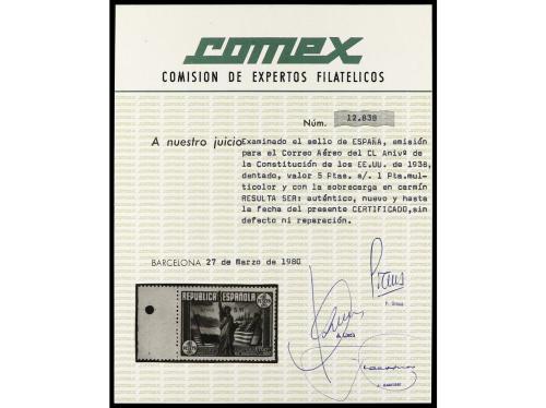 ** ESPAÑA. Ed. 765hcc. Aéreo + 5 pts. HABILITACIÓN EN CARMÍN