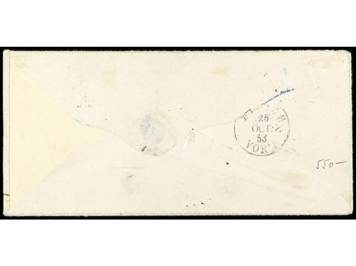 ✉ SUIZA. Yv. 15, Zu. 16II. 1853. 10 Rp. rojo y amarillo, mat