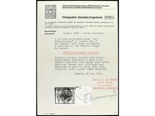 ✉ SUIZA. Yv. 2, Zu. 5. 1846. 5 c. "águila pequeña", en sobre