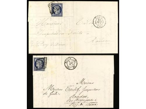 ✉ FRANCIA. 1851-52. Conjunto de seis cartas circuladas con s