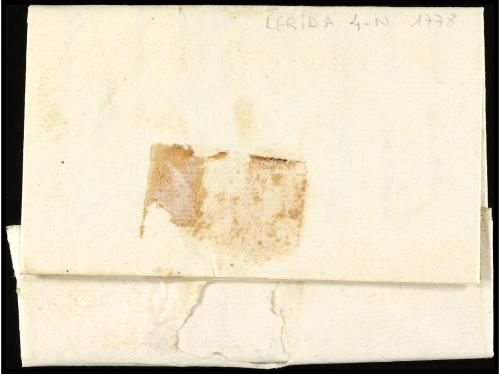 ✉ ESPAÑA: PREFILATELIA. 1778. LÉRIDA a CALAF. Marca CATALUÑA