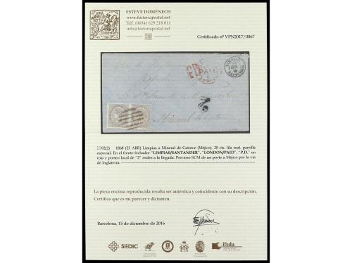 ✉ ESPAÑA. Ed. 92 (2). 1868. LIMPIAS a MINERAL DE CATORCE (Mé