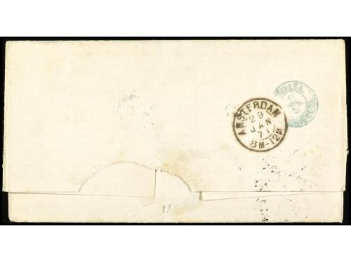 ✉ ESPAÑA. Ed. 107, 113 (2). 1871. BARCELONA a HOLANDA. 50 mi