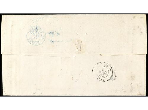 ✉ ESPAÑA. Ed. 65FP. 1864. 12 cuartos verde FALSO POSTAL (Gra
