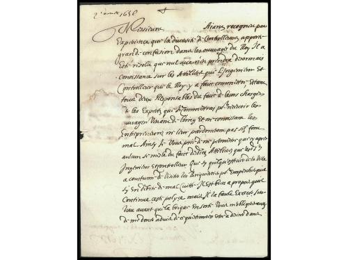 ✉ FRANCIA. 1654 (2 agosto). ABBEVILLE a ST. QUINTIN. Carta c