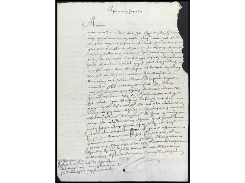 ✉ FRANCIA. 1651 (7 junio). Carta completa circulada desde PA