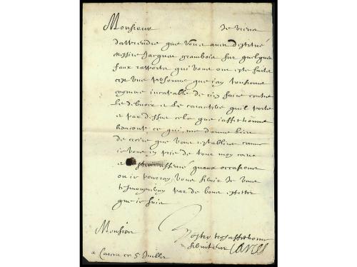 ✉ FRANCIA. (1657 ca.). QUERCY a LA CELLE. Carta completa, co