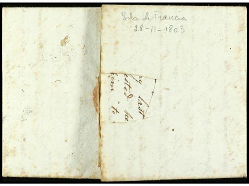 ✉ MAURICIO. 1803 (28 noviembre). ISLE DE FRANCE a TENERIFE (
