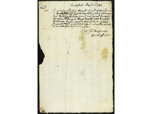 ✉ ESTADOS UNIDOS. 1698 (21 Mayo). NEW CASTELL (Gran Bretaña)