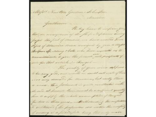 ✉ INDIA. 1790 (Agosto). CALCUTA a MADEIRA. Carta completa co