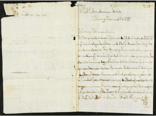 ✉ MEXICO. 1787 (27 marzo). CÁDIZ a MÉXICO y reexpedida a GUA