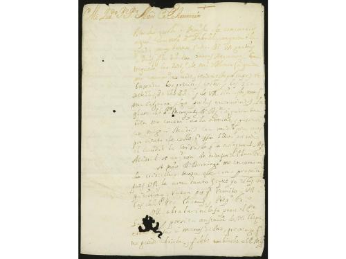 ✉ PERU. 1730. CÁDIZ a LIMA (Perú). Carta completa con texto 