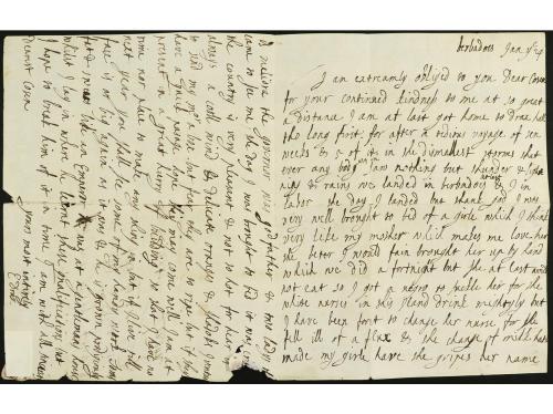 ✉ BARBADOS. (1700 ca.). Carta completa con texto sin indicac