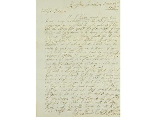 ✉ JAMAICA. 1713 (31 agosto). KINGSTON a LIVERPOOL. Carta com