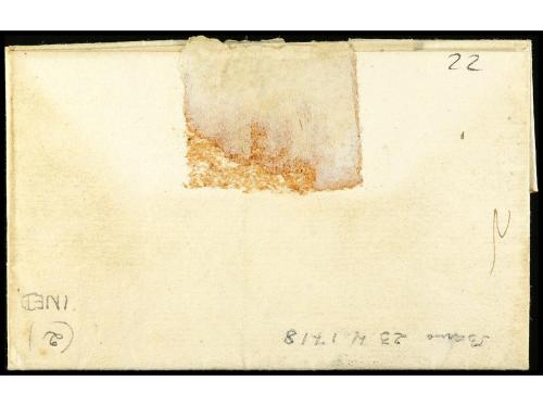 ✉ ESPAÑA: PREFILATELIA. 1718. BARCELONA a OLOT. Marca DE BAR