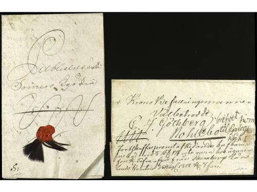 ✉ SUECIA. 1750-1800. Conjunto de 4 cartas con cierre de lacr