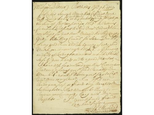 ✉ BARBADOS. 1723 (1 abril). BARBADOS a SALEM (Massachusetts)