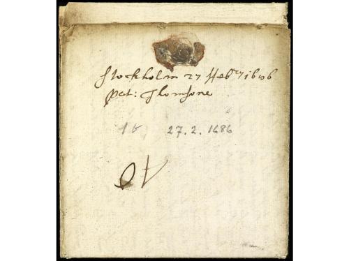 ✉ SUECIA. 1686 (27 febrero). STOCKHOLM a ROTTERDAM (Holanda)