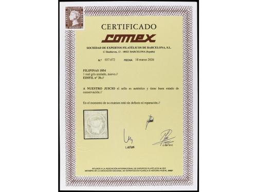* FILIPINAS. Ed. 3b. 1 real azul grisáceo. Márgenes completo
