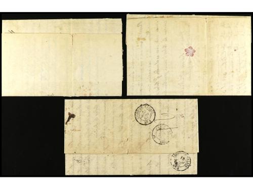 ✉ BOLIVIA. 1850-53. Tres cartas circuladas de CÁDIZ (España)