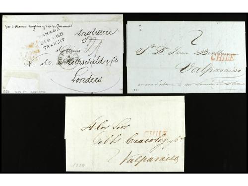 ° ✉ CHILE. Conjunto de tres cartas del período prefilatélico