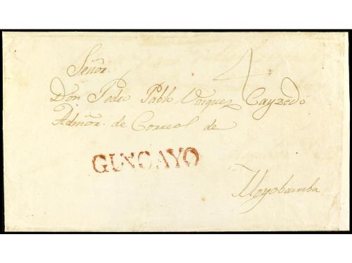 ✉ PERU. (1830 ca.). Envuelta circulada a MOYOBAMBA. Marcas G