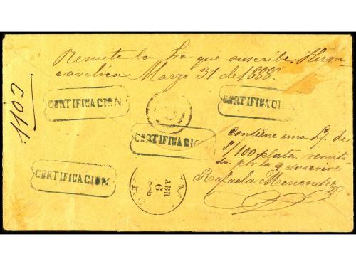 ✉ PERU. Sc. 112 (2). 1888. HUANCAVELICA a LIMA. 20 cts. azul