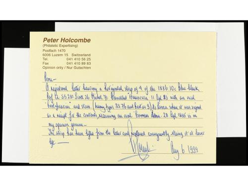 ✉ PERU. Sc. 110 (4). 1889. HUANCAVELICA a LIMA. 10 cents. gr