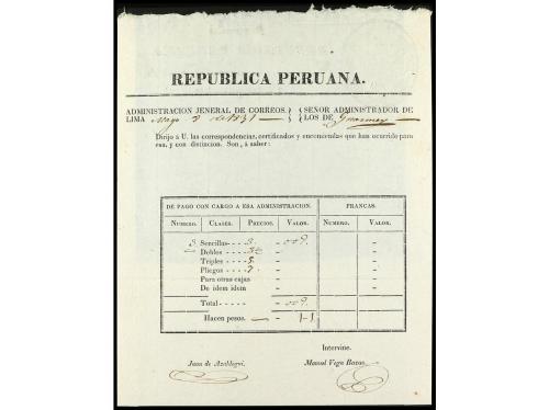 ✉ PERU. 1791-1831. Conjunto de seis GUIAS DE CORRESPONDENCIA